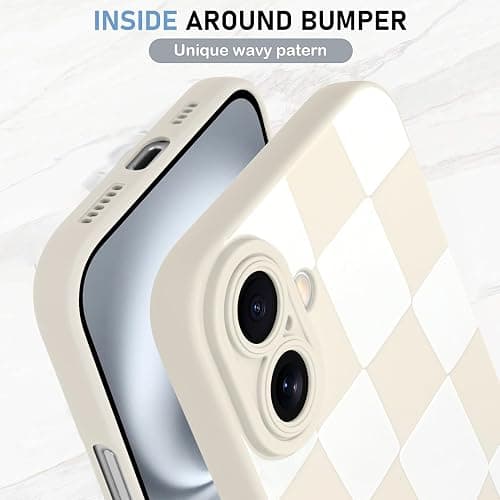 KANGHAR Compatible with iPhone 16 Case Checkered -White | Silicone Cute Pattern, Camera Protection Soft Slim Phone Case for Girls Women thumbnail 4