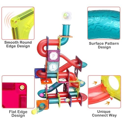 Magnetic Tiles,125 Piece Pipe Magnetic Blocks for Toddlers, 3D Clear Magnets Toys, STEM Toy Children Magnetic Tiles Building Set for Kids Boys Girls Age 3 4 5 6 Year Old 3 thumbnail 5