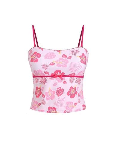 ZAFUL Tankini Tops for Women Strapless Bow Swimsuit Tummy Control Bathing Suit Tops Only No Bottom - Image 1
