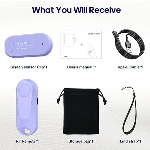 DATAFY [Case-Friendly] Page Turner for Kindle Paperwhite Oasis Kobo eReaders, Camera Camcorder Remote Controls, Page Turner Clicker for ipad Tablets Reading Novels with Wrist Strap Storage Bag Purple thumbnail 8
