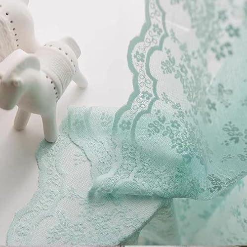 YJ YANJUN Vintage Lace Curtains 84 Inches Long-Victorian Floral Pattern Aqua Sheer Curtain Panels for Living Room Bedroom,Light Filtering, Memaid Beachy Drapes 2 Panels 52W x 84L Mint Green thumbnail 2