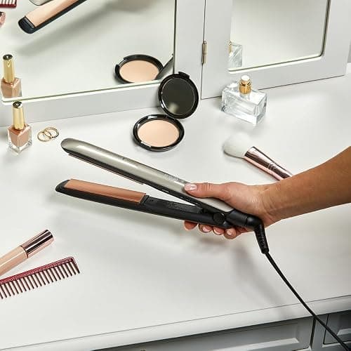 Remington Glätteisen Profi [Hitzeschutzsensor um Haarschäden zu verringern] Keratin Protect (hochwertige Keratin-Keramikbeschichtung mit Mandelöl) Digitales Display, 160-230°C, Haarglätter S8593 | Hitzeschutzsensor zur Verringerung von Haarschäden, Federnd gelagerte Stylingplatten, 15 Sekunden Aufheizzeit thumbnail 5