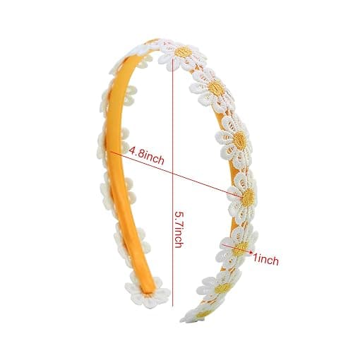 Totelux Daisy Headband Yellow Embroidery Flower Hair Bands Cute Flowers Hair Accessories for Women Girl Birthday Wedding Party Supplies thumbnail 3
