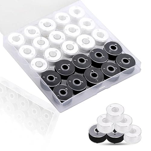 AUPZIMI Sewing Thread Kit, 25 Pcs Bobbins for Sewing Machine, Size A SA156 Bobbin Thread for Brother Embroidery and Sewing Machines DIY Projects Black and White - Image 1