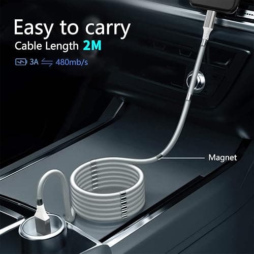 Magnetic Charging Cable,(6.5 FT) Super Organized Charging Magnetic Absorption Nano Data Cable for Galaxy S21/S20 Ultra S10 S10E S9 Note 20 10 9 8 Pixel, LG V30 G6, Nintendo Switch,OnePlus 5 etc thumbnail 2