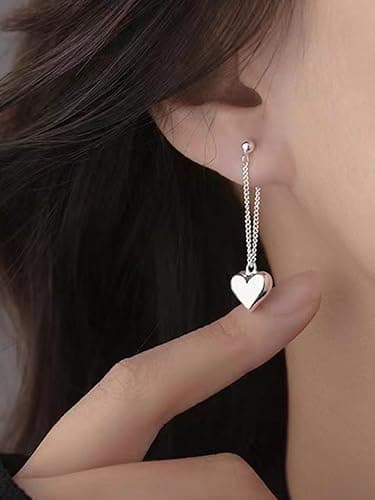 Heart Dangle Earrings for Women – Trendy Asymmetrical Drop Earrings in Gold, Silver or Rose Gold – Mismatched Statement Jewelry for Gifts & Parties - Image 1