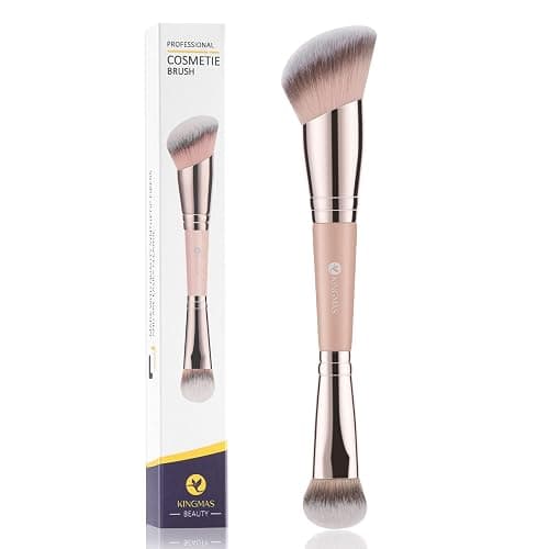 KINGMAS Foundation Brush, Dual Ended Makeup Brush for Foundation and Contour Blending Liquid Powder, Concealer Cream Cosmetics Blush, Cruelty Free Vegan & Easy (Pink) - Image 1