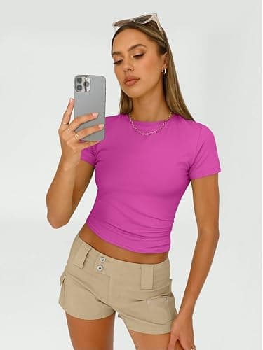 AUTOMET Womens 3 Piece Short Sleeve Shirts Basic Going Out Slim Fitted Crop Tops 2026 Summer Y2k Spring Clothes thumbnail 3