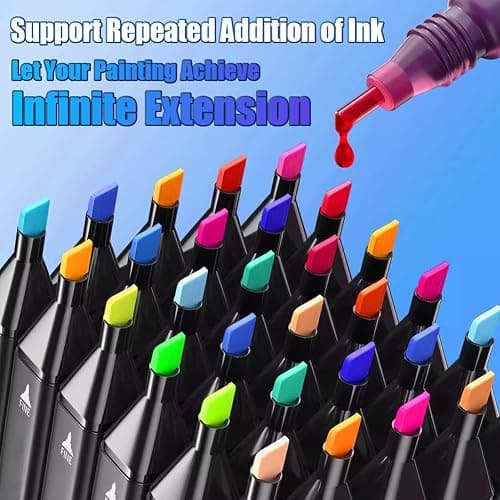 CREATSPARK Alcohol Markers 80 Colors with Base Dual Tip Art Drawing Markers | for Anime Sketch Illustrations - Refillable thumbnail 7