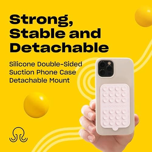 OCTOBUDDY Double - Silicone Double Sided Suction Phone Case Detachable Mount - Hands-Free, Strong Grip Holder for Selfies & Videos - iPhone & Android Compatible - 2.5″ x 3.75″, Chalk Pink thumbnail 2