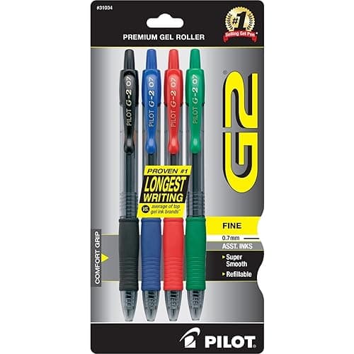 Pilot G2 Premium Gel Roller Pens, Bold Point, Gel Ink Pens, 1 mm, Pack of 4, Assorted Classic - Ideal for School, Journaling & Office Writing - Image 1