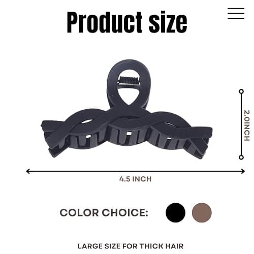 8 Pack Large Claw Clips for Women Thick Hair, Strong Hold Matte Non-Slip Hair Clips, Multi-Style Jaw Clips for Long, Curly & Straight Hair, Neutral & Black Hair Accessories thumbnail 2