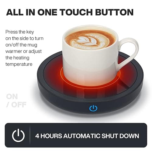 Coffee Mug Warmer, Electric Cup Warmer Smart Hot Plate Warmer Up to 80℃ for Desk,Coffee Warmers with Auto Shut Off & 3 Temperature Settings for Heating Coffee,Tea,Milk,Cocoa (Black, No Mug) thumbnail 4