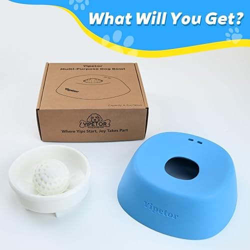 Yipetor Slow Feeder Dog Bowls for Liquid Treat, Anti-Slip【Entertained Ball-in】 Bone Broth Dog Lick Bowl, 3/4 Cup Yogurt Pup Lick Toy for Large Medium Small Breeds Dietary Supplement/Post-op Nutrition thumbnail 8