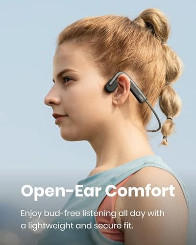 SHOKZ OpenMove - Open-Ear Bluetooth Sport Headphones, Bone Conduction Wireless Earphones, Sweatproof for Running and Workouts, with Sticker Pack, Grey thumbnail 2