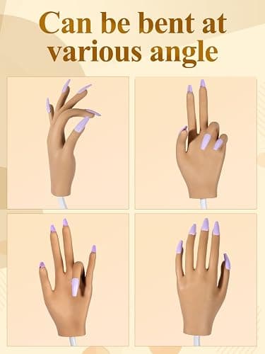 Practice Hand for Acrylic Nails, Nail Tips Never Fall Off Nail Hand Practice,Fingers Never Break Fake Nail Hand for Nail Practice,Flexible Movable Practice Nail Hand for Practicing Nail Supplies thumbnail 4