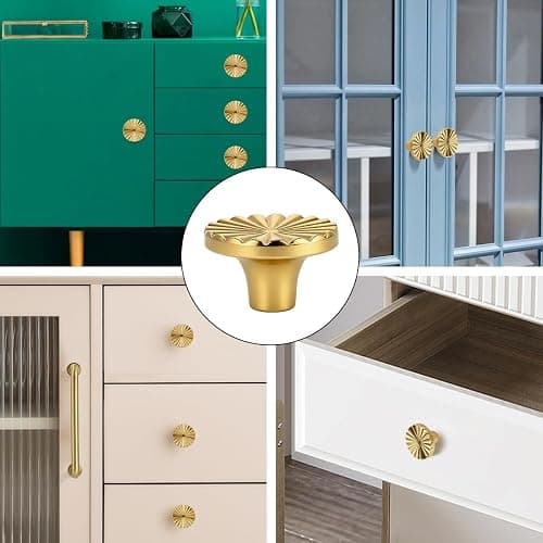 AddLotLot 12 PCS Golden Cabinet knobs Round Golden Cabinet Knobs Kitchen Cabinet Pulls Round Knobs Handles for Kitchen, Bedroom, Bathroom, Vanity Cabinets, Furniture Decoration Accessories thumbnail 7