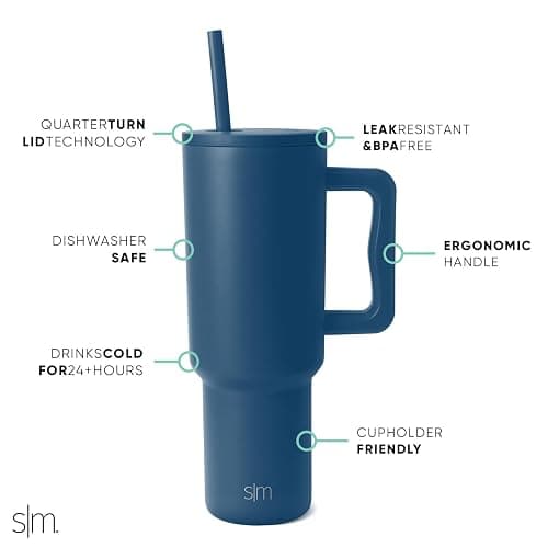 Simple Modern 40 oz Trek Tumbler with Handle and Straw Lid | Cup Holder Friendly Insulated Stainless Steel Travel Mug | Slumberland thumbnail 3