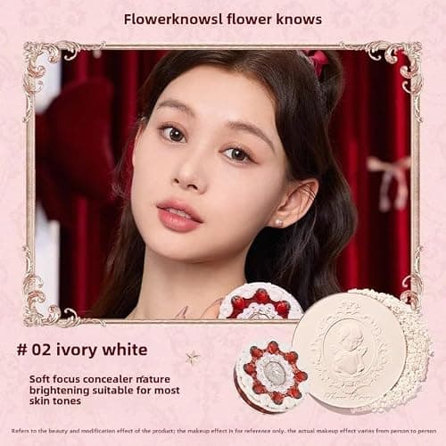 Flower Knows Strawberry Cupid Serie Kompaktpuder Mattes Soft-Focus Öl-Kontroll Fixierpuder (C02) thumbnail 4