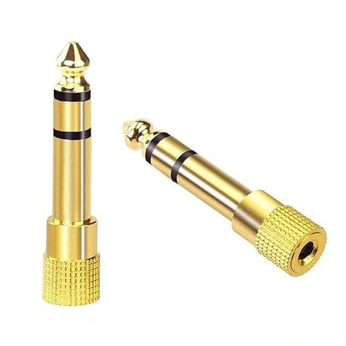 VCE 6.35mm (1/4 inch) Male to 3.5mm (1/8 inch) Female Stereo Audio Jack Adapter for Aux Cable, Guitar Amplifier, Headphone, 2 Pack - Image 1