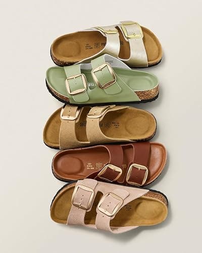 Project Cloud 100% Genuine Leather Footbed Sandals for Women (Santorini) | Comfortable Beach Essentials Womens Sandals Plush Memory Foam Cushioning Vacation Essentials Slides for Women Footwear thumbnail 7