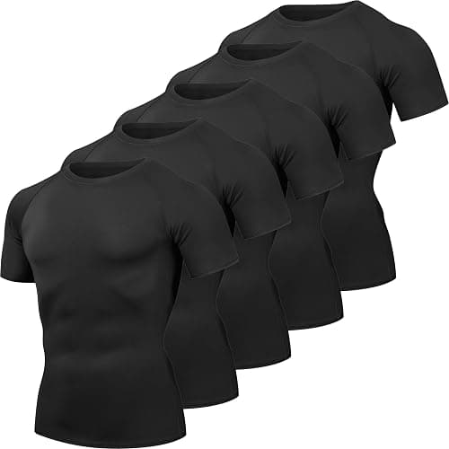 HovSiyla Men's Compression Shirts Cool Dry Short Sleeve Baselayer Athletic Workout T Shirts - Image 1