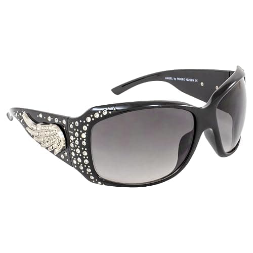 Rodeo Queen Angel Women’s Fashion Sunglasses Black Frame w/Bling Rhinestones & Smoke Gradient Lens thumbnail 6