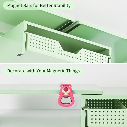 LEKETREE Dual Monitor Stand Riser with Drawer, Desk Organizer and Accessories, Metal Laptop Stand for Desk, Workspace Desktop Stand for Computer, Laptop, TV and More (Mint Green) thumbnail 6
