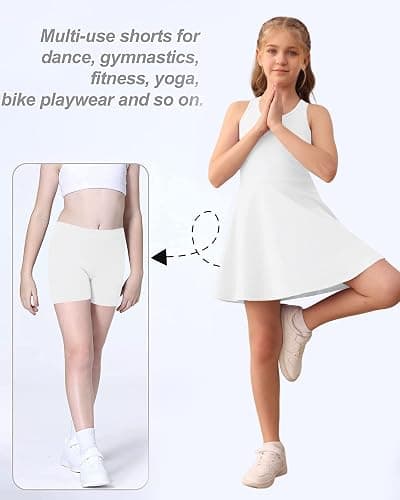Haloumoning Girls Sleeveless Tennis Dress Kids Racerback Golf Dress School Sports Dresses Outfit with Shorts Pockets thumbnail 6