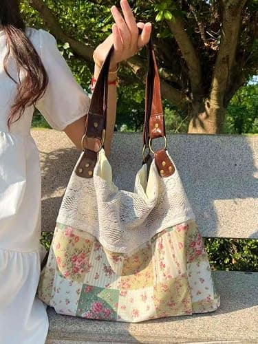 Hobo Bag for Women Vintage Bag Cottagecore Lace Tote Bag Hobo Tote Handbag thumbnail 2