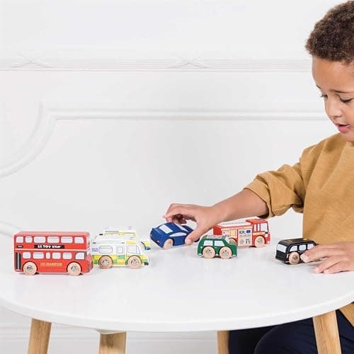 Le Toy Van London Car Set Premium Wooden Toys for Kids Ages 3 Years & Up (TV267), 7-pk - Multicolored thumbnail 2
