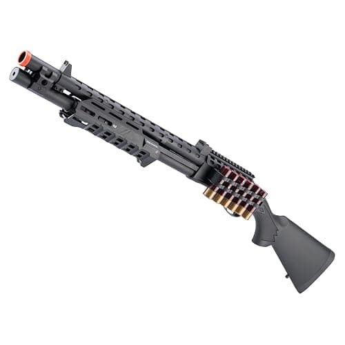 Evike Airsoft - EMG Strike Industries Licensed M870 Gas Powered Pump Action Airsoft Shotgun w/MLOK H-Guard by Golden Eagle (Color: Black) - Image 1