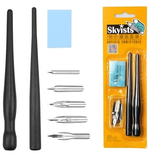 LuLiyLdJ Porte Plume, Porte-Plume Noir - avec 5 Plumes pour Dessin et Calligraphie - pour Applications à l'encre, 8 pièce - Image 1