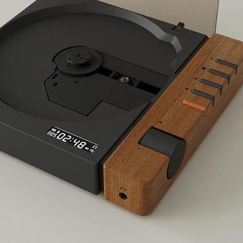 syitren R300 CD Player Portable Bluetooth Desktop Retro CD Players for Home,Without Speakers, Rechargeble Battery Small Compact Vintage CD Player,SPDIF Out,Brown thumbnail 4