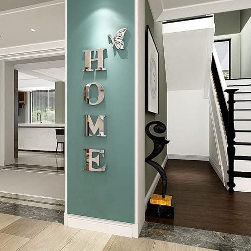 Doeean Home Wall Decor Letter Signs Acrylic Mirror Wall Stickers Decorations for Living Room Bedroom Home Decor Wall Decals (Silver, 47.2 X 15.3IN) thumbnail 5