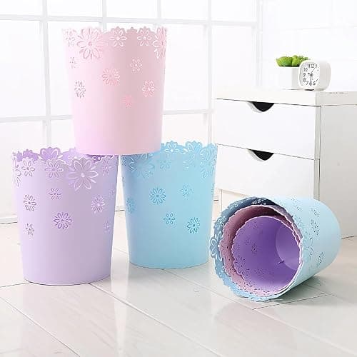 ASFUSS Mini Wastebasket Small Purple Trash can Office Plastic Garbage Can for Bathroom Vanity Desktop Office or Living Room (Purple, Medium) thumbnail 8