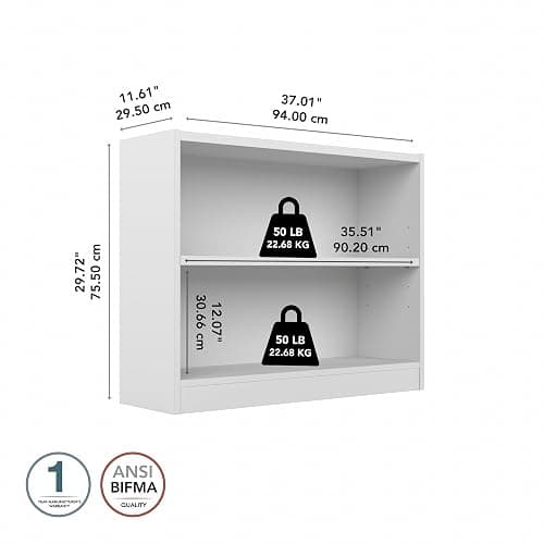 Bush Furniture Universal Small 2 Shelf Bookcase in White, Low Storage and Display Bookshelf for Home Office or Living Room Organization thumbnail 8