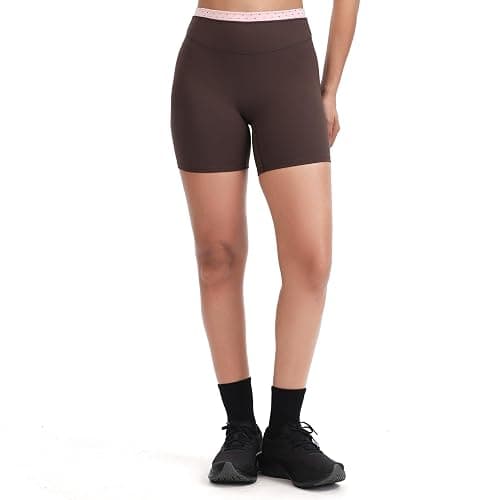 Aoxjox Women's Dual Core Biker Shorts 5"/6" | dual-layer waistband, contrast-color design, high-waisted gym shorts, 4-way stretch, moisture-wicking, workout yoga running - Image 1