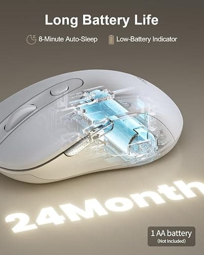 wegear USB Wireless Mouse for Laptop PC Mac, 2.4GHz Cordless Mouse-White | Ergonomic Portable Optical Computer Mice with 6 Buttons, 5-Level Adjustable 4000 DPI,24-Month Battery Life thumbnail 6