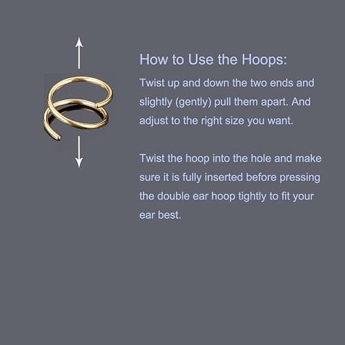 Goenjoy Double Hoop Earrings for Single Piercing，Double Earrings for One Hole, Twist Double Hoop Huggie Earrings, Wrap Earrings Spiral Earrings for Women thumbnail 4