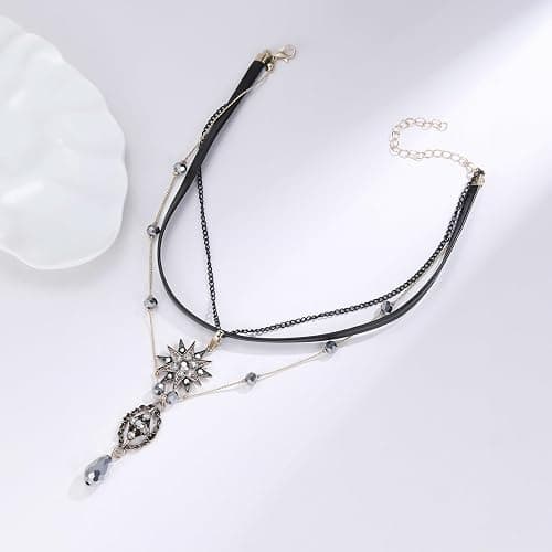 AILUOR Multilayer Necklace, Vintage Star Choker Chain Leather Pendant Layer for Women Jewelry thumbnail 2