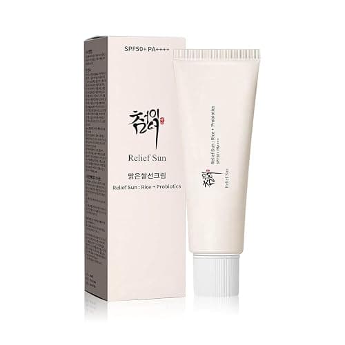 RELIEF SUN Relief Sun Organic Korean sunscreen SPF50+, PA++++ Riceand Probiotics | Korean Skin Care Solution for All Skin TypesNourishing Skin Protection and UV Def（1.69 fl) - Image 1