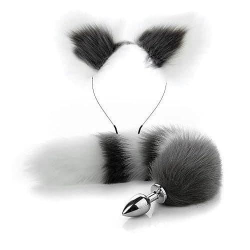 40cm Fox Tail Anal Plug Sexy Plush Cat Ears Headbands Butt Plug Tail Cosplay Sex Toys For Women Anal (Color : F) - F thumbnail 3
