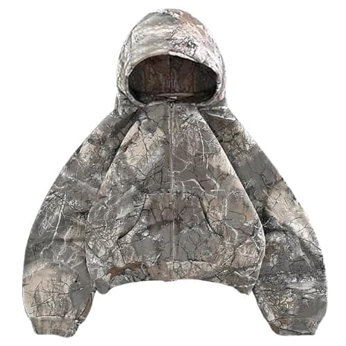 Zip Up Camo Hoodie Y2k Oversized Graphic Hoodies Emo Clothes Vintage 2000s Sweatshirts Grunge Jackets Streetwear - Image 1