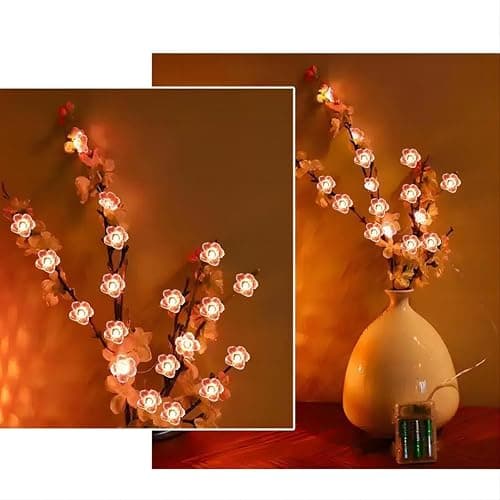Auting Ghirlanda Luminosa a LED con Fiori di ciliegio, 4 m, 40 LED, Ghirlanda di Fiori a Batteria, con Funzione di temporizzazione, luci Rosa con ghir thumbnail 5