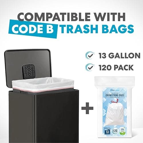 Simpli-Magic 13.2 Gallon (50L) Step Trash Can – Kitchen Garbage Can with Slow-Close Lid – Odor Control, Hands-Free, Easy to Clean, Brushed Stainless Steel thumbnail 2