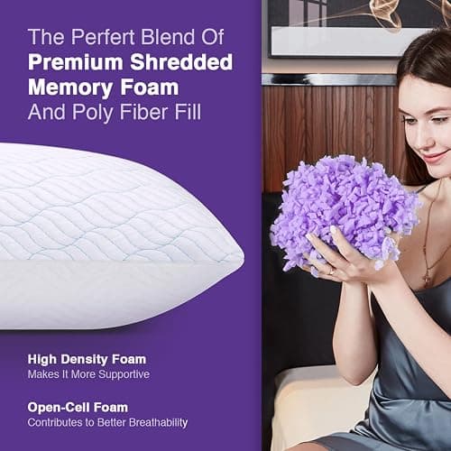 WISHSMILE Cooling Pillows Queen Size Set of 2, Memory Foam Pillows with Zipper, Adjustable Firmness for Sleeping Cool Cold Pillow to Hot, Side, Back and Stomach Sleepers, 2 Pack, 20x30 thumbnail 5