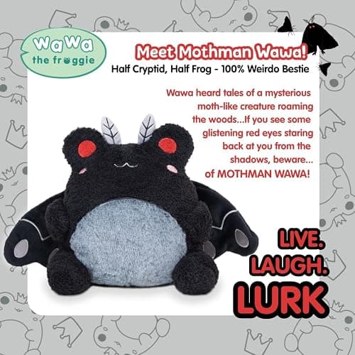 Cuddle Barn PlushGoals - Mothman Wawa The Froggie Soft Black Stuffed Animal Kawaii Frog Plush Toy, 9 inches thumbnail 3