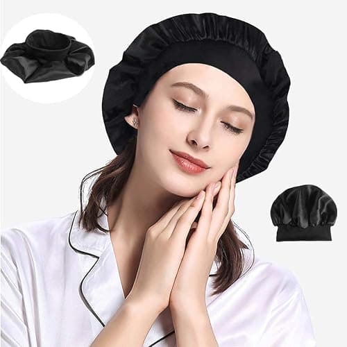 Silk Hair Wrap for Sleeping, Hair Bonnet, 1pcs Night Sleep Cap for Women Girls, Hair Care Head Cover Elastic Hat for Black Curly Hair. thumbnail 5