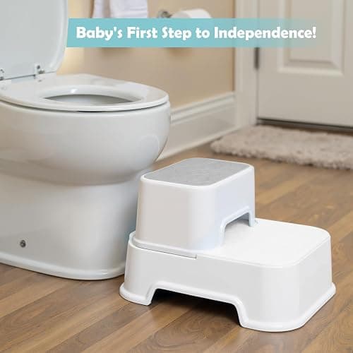 2-Step Stool for Kids - Toddler Anti-Slip Step Stool for Bathroom Sink/Toilet Potty Training/Kitchen Counter, 10" Height, 220 lbs Capacity, Durable & Stable (2Packs White) thumbnail 7